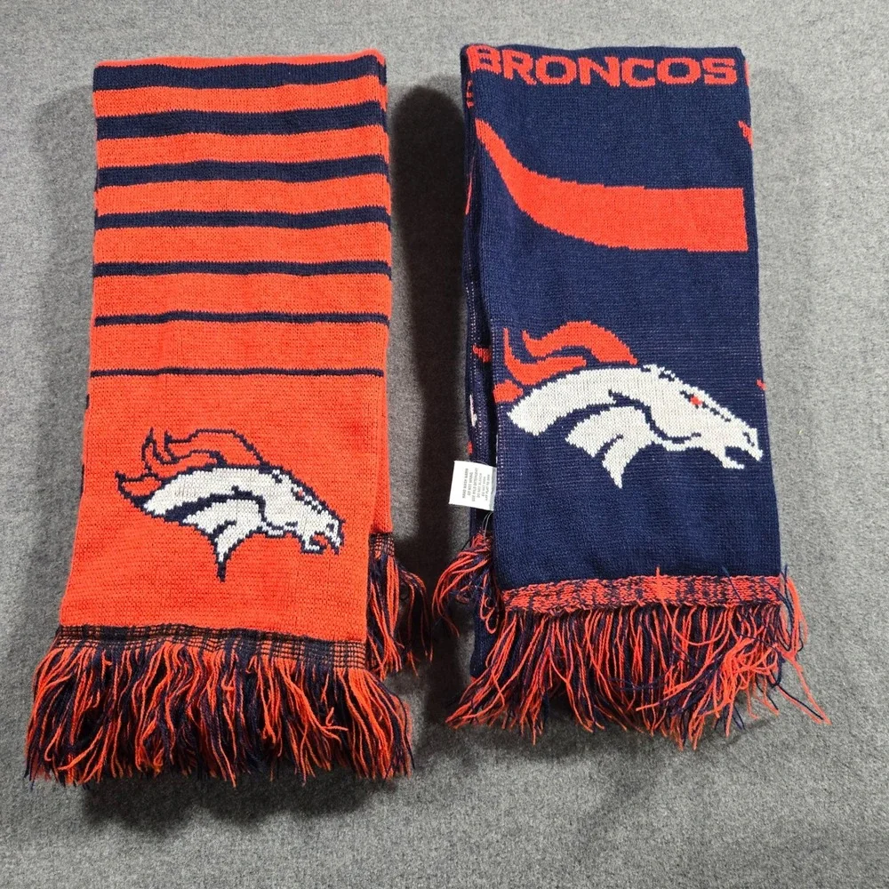 Bundle 2 Broncos Dever Footall Scarves Blue Orange Graphics AFC NFL Fan Unisex‎